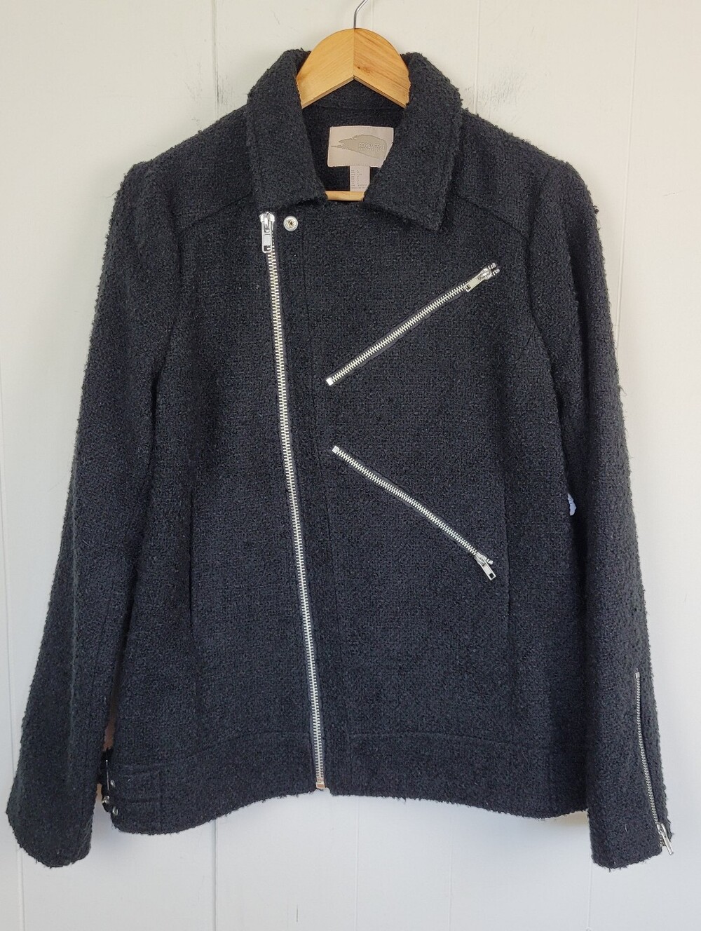 Forever 21 Large Black Bouclé Moto Jacket